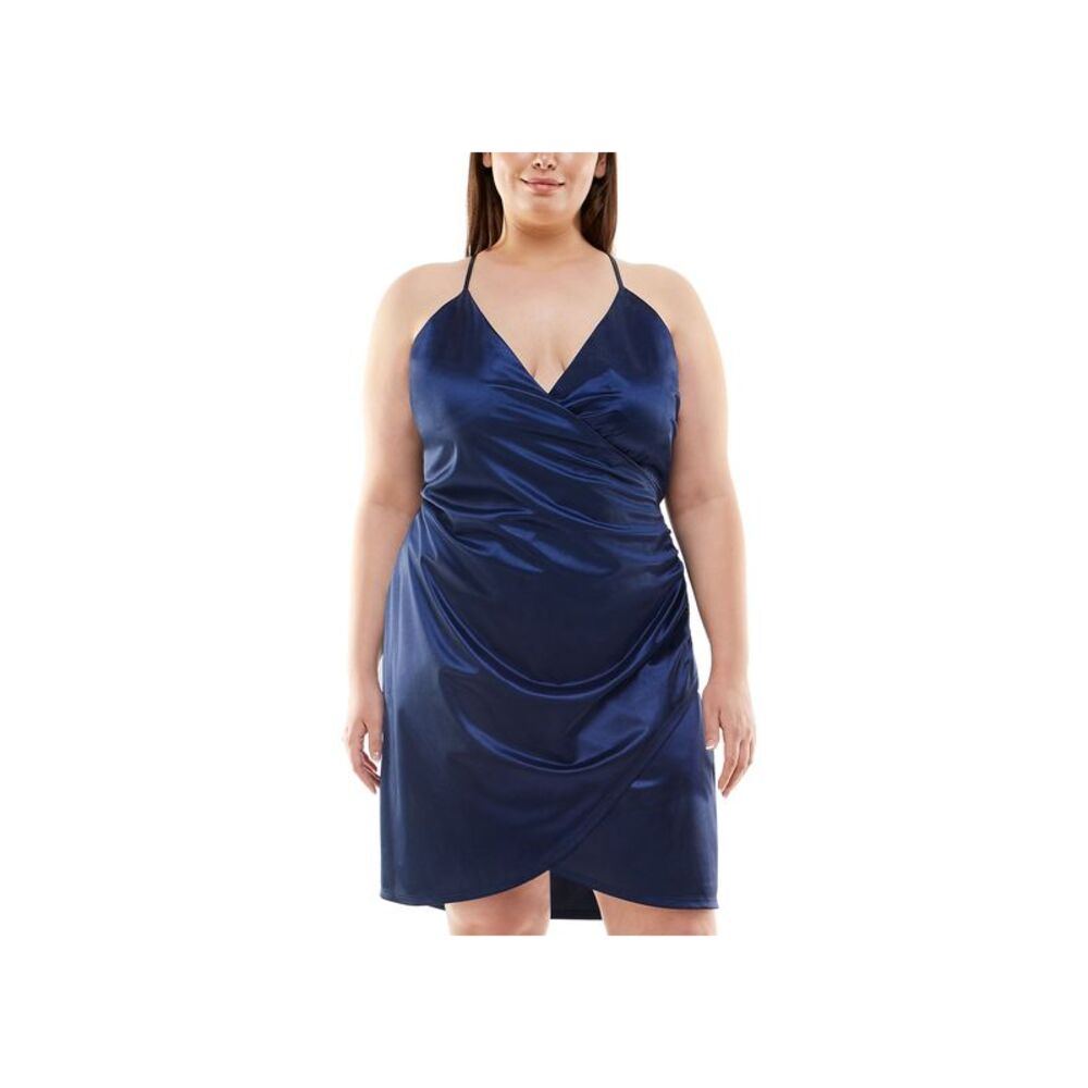 Speechless Trendy Plus Size Satin Faux Wrap Dress